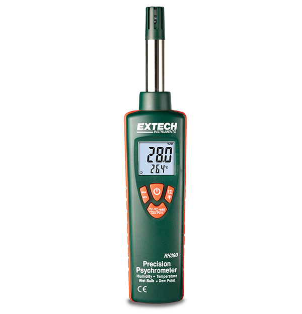 Extech RH390 Precision Psychrometer (Humidity, Temperature, Dew Point, Wet Bulb)