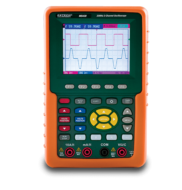 Extech MS420 – 20MHz Dual Channel Digital Oscilloscope with Built-in True RMS Multimeter