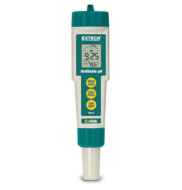 Extech PH110 – Waterproof Refillable ExStik® pH Meter with Flat Surface Electrode