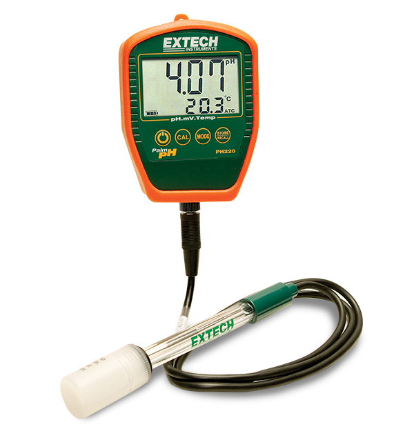 Extech PH220-C – Waterproof Palm pH™ Meter with Cabled ATC pH Electrode