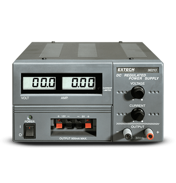 Extech 382213 – Triple Output Digital DC Power Supply (30V/3A Adjustable + 5V & 12V Fixed)