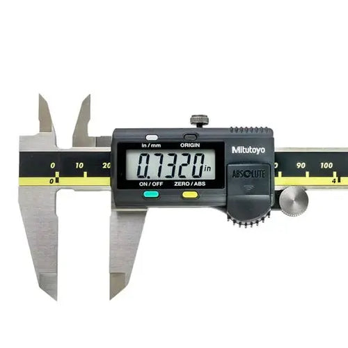 Mitutoyo CNC Digital Vernier Caliper, 6 inch/150mm range, stainless steel, with an LCD display showing measurements.