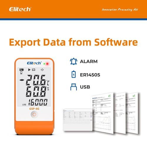 Elitech GSP-6G Digital Temperature And Humidity Data Logger With Detachable Buffered Probe