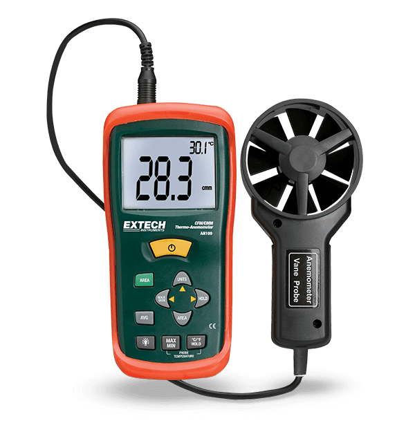 Extech AN100 CFM/CMM Thermo-Anemometer with Air Velocity & Temperature Measurement