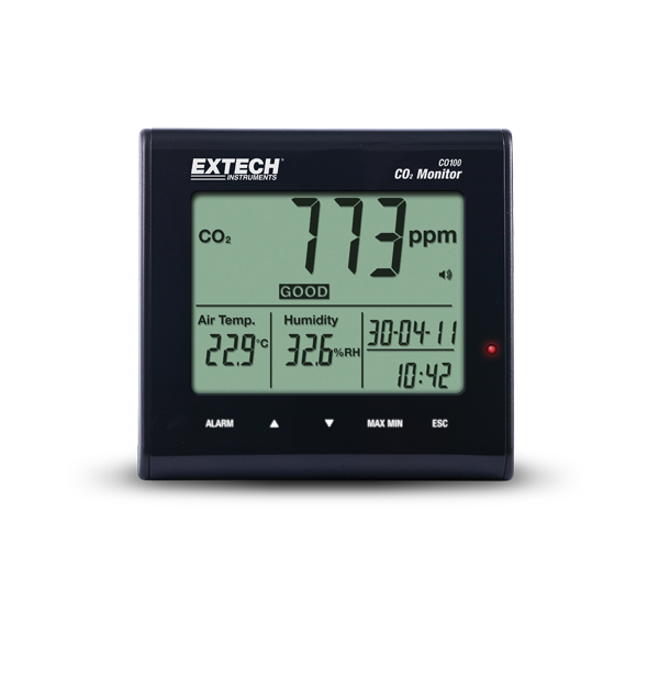 Extech CO100 Desktop Indoor Air Quality CO₂ Monitor with Temperature & Humidity