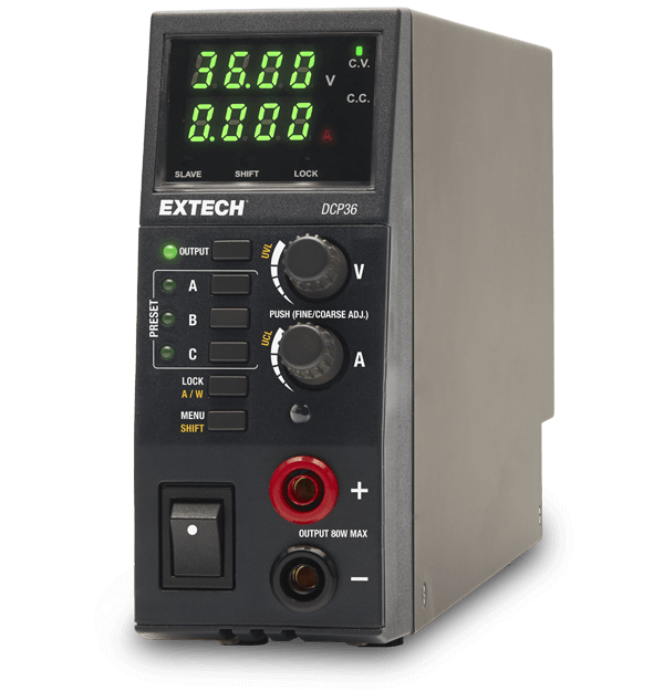 Extech DCP36 – 80W Autoranging Switching Mode DC Power Supply (0.5–36V / 0–5A)