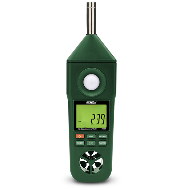 Extech EN300 – 5-in-1 Environmental Meter with Sound Level and Type K Temperature