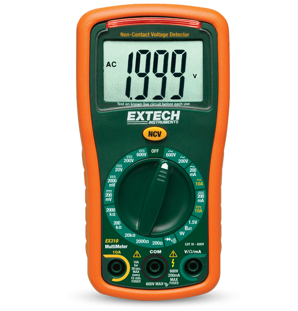 Extech EX310 – Mini Manual Ranging Multimeter with Built-in Non-Contact Voltage Detector