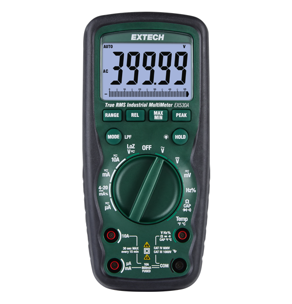 Extech EX530A – CAT IV-600V True RMS Multimeter with Dual Display and NCV Detector