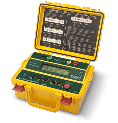 Extech GRT300 – 4-Wire Earth Ground Resistance Tester Kit (2Ω to 2000Ω)