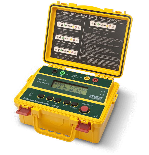Extech GRT300 – 4-Wire Earth Ground Resistance Tester Kit (2Ω to 2000Ω)
