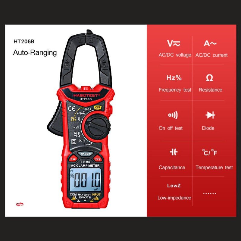 HABOTEST HT206B Digital Clamp Meter True Rms