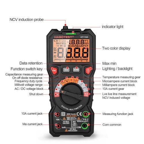 HABOTEST Digital Multimeter Auto Range HT118A