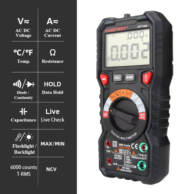 HABOTEST Digital Multimeter Auto Range HT118A