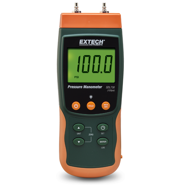 Extech SDL730 – High-Range Differential Pressure Manometer/Datalogger (±101.5 psi / 7000 mbar)