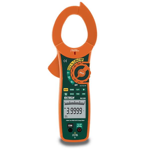 Extech MA1500 – 1500A True RMS AC/DC Clamp Meter with Non-Contact Voltage Detector