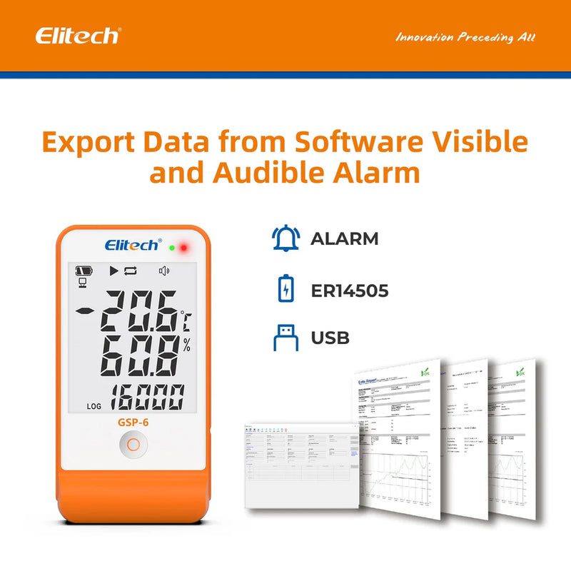 Elitech GSP-6 Temperature and Humidity Data Logger Recorder 16000 Points