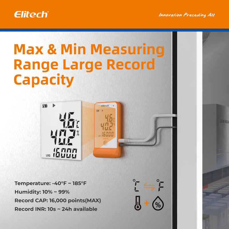 Elitech GSP-6 Temperature and Humidity Data Logger Recorder 16000 Points