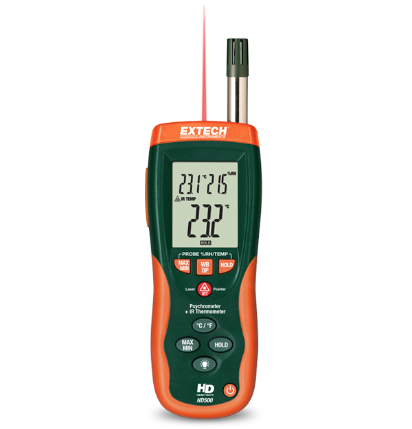 Extech HD500 Psychrometer with InfraRed Thermometer